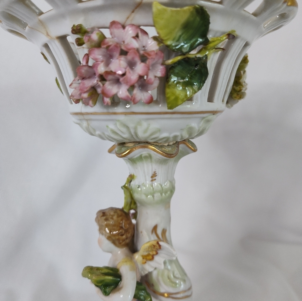 1907 Antique Von Schierholz Putti Compote Thuringia Germany - Picture 6 of 8